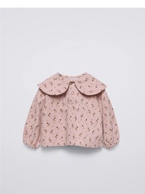 Zara Pink Floral Peter Pan Collar Blouse